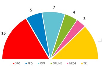 Grafik zur Verteilung der Sitze im Gemeinderat