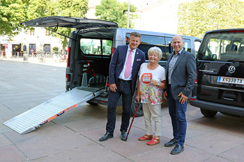 Sozialreferent Bürgermeister Christian Scheider mit B.A M.A Joachim Katzenberger  (Leiter Abteilung Soziales) und Edith Speiser (Obfrau ÖZIV)