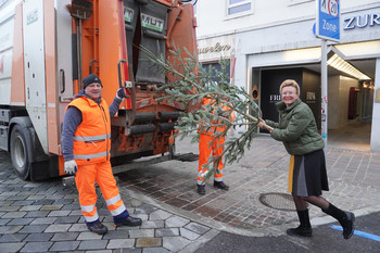 Müllabfuhr holt Christbaum ab