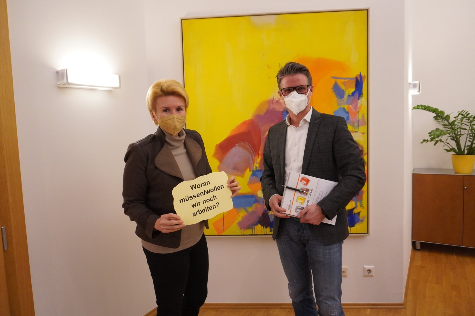 Franz Ahm, Bezirksstellenobmann der Wirtschaftskammer Klagenfurt, traf sich mit Stadträtin Sandra Wassermann. Foto: SK/Wiedergut