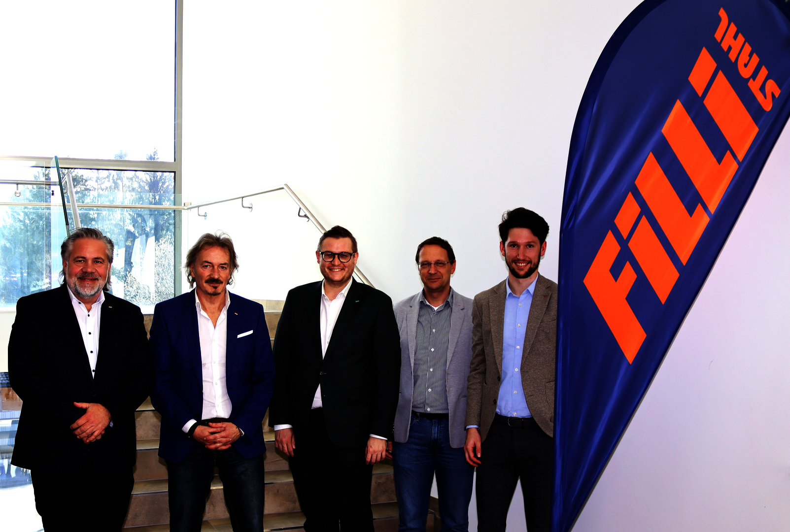 Ing. Meinhard Novak, MSc (Leitung Stahlprofi), Geschäftsführer Dr. Joachim Augustin, MBA, Gerhard Koch, MSc (Leitung Dachpofi) und Nikolaus Schell aus der Inhaber- und Gesellschafterfamilie begrüßten Wirtschaftsreferent Stadtrat Julian Geier in der Filli Stahl Gmbh Zentrale in Klagenfurt. Foto: StadtKommunikation/Buchner