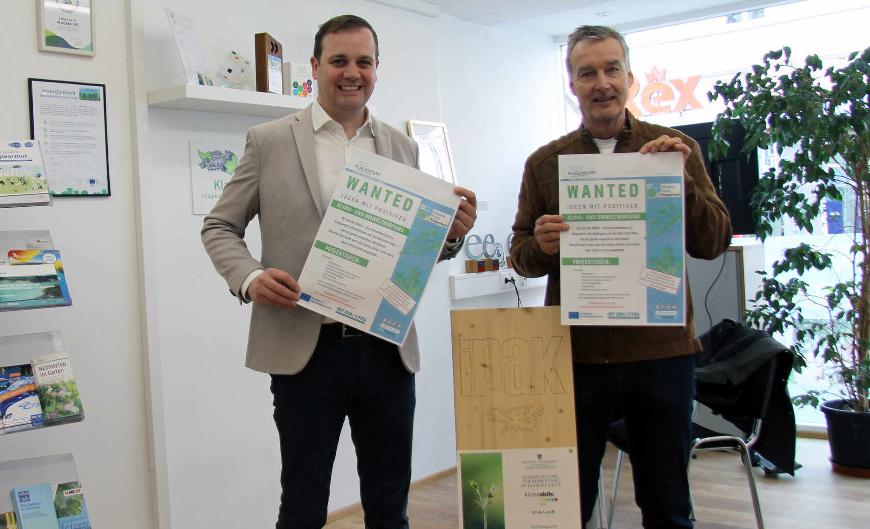 Klima- und Umweltschutzreferent Vizebürgermeister Patrick Jonke und Dr. Wolfgang Hafner (Leiter Abt. Klima- und Umweltschutz) laden die Bürger ein, Projektideen fürs Klima einzureichen.