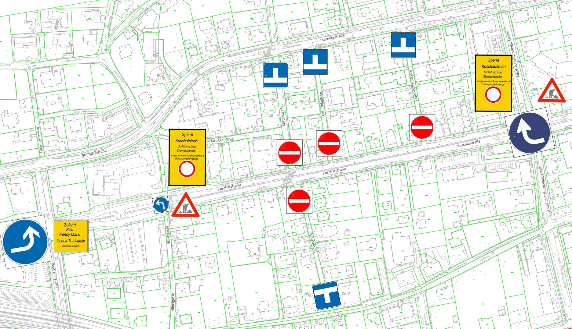Durch Grabungsarbeiten kommt es bis 10. Juli zu Sperren in der Koschatstraße. 