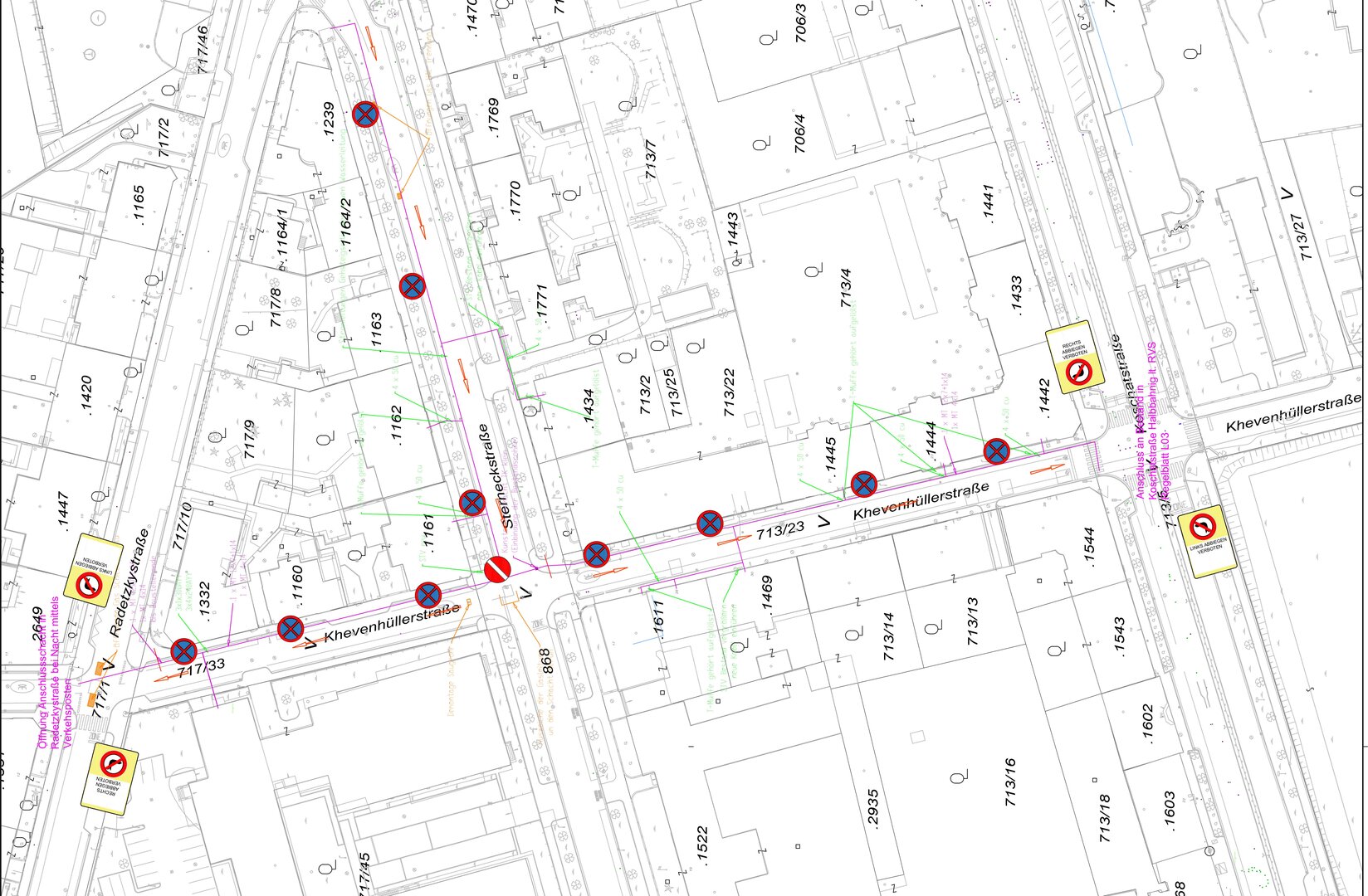 Bis Ende Oktober 2026 laufen Grabungsarbeiten für die Erneuerung des Wassernetzes in der Khevenhüller Straße und Sterneck Straße.
