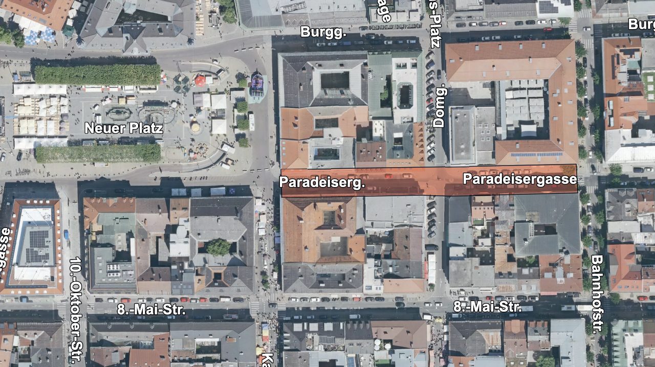 Zwischen dem Neuen Platz und der Bahnhofstraße werden die Leitungsnetze erneuert. Der Bereich wird für den Verkehr gesperrt. 